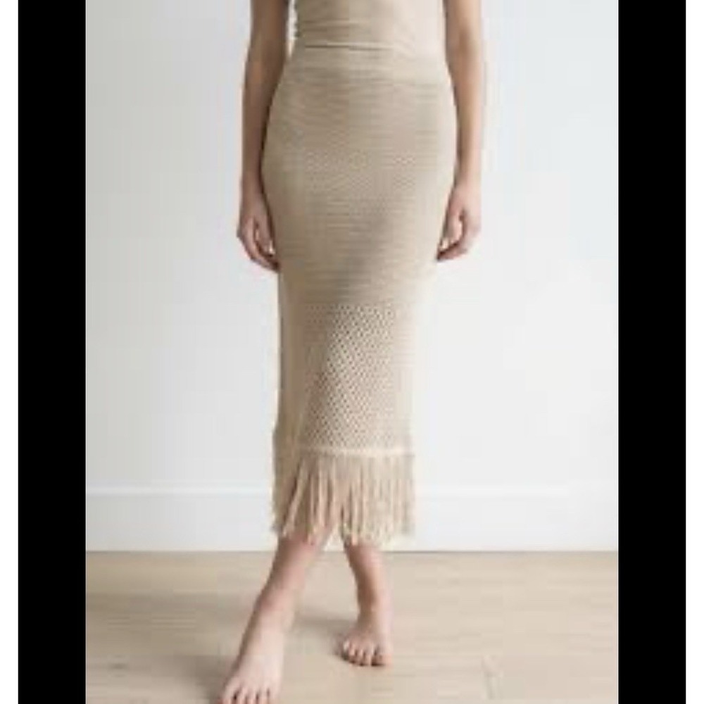House of Harlow 1960 Crochet Midi Skirt Size M Scallop Hem Boho Beach Open Knit